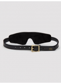 Черная плотная маска на глаза Bound to You Faux Leather Blindfold - Fifty Shades of Grey - купить с доставкой в Челябинске