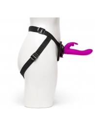 Лиловый страпон Rechargeable Vibrating Strap-On Harness Set - 17,6 см. - Happy Rabbit - купить с доставкой в Челябинске