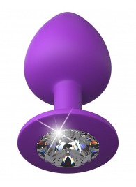 Фиолетовая анальная пробка со стразом Her Little Gem Large Plug - 9,5 см. - Pipedream - купить с доставкой в Челябинске