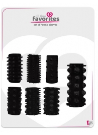 Набор из 7 черных насадок PENIS SLEEVES SET - Dream Toys - в Челябинске купить с доставкой