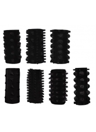 Набор из 7 черных насадок PENIS SLEEVES SET - Dream Toys - в Челябинске купить с доставкой