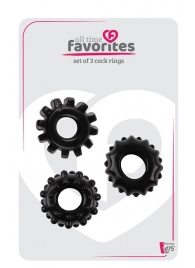 Набор из 3 черных эрекционных колец SET OF 3 COCKRINGS - Dream Toys - в Челябинске купить с доставкой