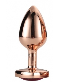 Золотистая анальная втулка с кристаллом-сердечком розового цвета - 7,1 см. - Dream Toys - купить с доставкой в Челябинске