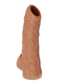 Телесная открытая насадка-реалистик с подхватом мошонки Nude Sleeve M - 12 см. - KOKOS - в Челябинске купить с доставкой
