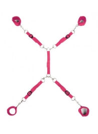 Ярко-розовый набор фиксаций на кровати Classic Bed Spreader - Lux Fetish - купить с доставкой в Челябинске