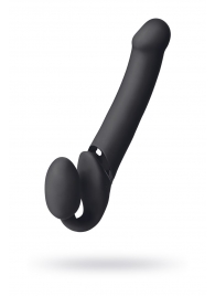 Черный безремневой вибрострапон Vibrating Bendable Strap-On L - Strap-on-me - купить с доставкой в Челябинске