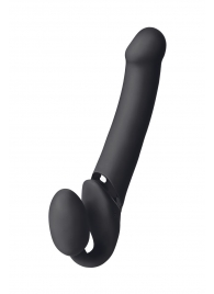 Черный безремневой вибрострапон Vibrating Bendable Strap-On L - Strap-on-me - купить с доставкой в Челябинске