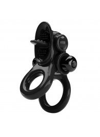 Черное эрекционное кольцо с подхватом мошонки и стимулятором клитора Passionate Ring - Baile - в Челябинске купить с доставкой