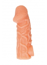Телесная закрытая насадка с венками Cock Sleeve Size M - 15,6 см. - KOKOS - в Челябинске купить с доставкой