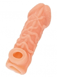 Телесная закрытая насадка с венками Cock Sleeve Size M - 15,6 см. - KOKOS - в Челябинске купить с доставкой