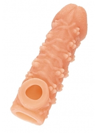 Телесная закрытая насадка с пучками шишечек Cock Sleeve Size L - 17,6 см. - KOKOS - в Челябинске купить с доставкой