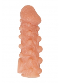 Телесная закрытая насадка с шариками Cock Sleeve Size M - 15,6 см. - KOKOS - в Челябинске купить с доставкой