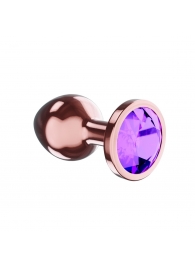 Пробка цвета розового золота с фиолетовым кристаллом Diamond Amethyst Shine S - 7,2 см. - Lola Games - купить с доставкой в Челябинске