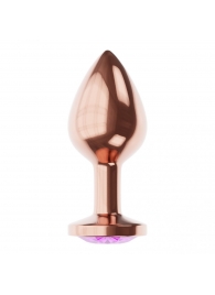 Пробка цвета розового золота с фиолетовым кристаллом Diamond Amethyst Shine S - 7,2 см. - Lola Games - купить с доставкой в Челябинске