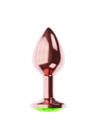 Пробка цвета розового золота с лаймовым кристаллом Diamond Emerald Shine S - 7,2 см. - Lola Games - купить с доставкой в Челябинске