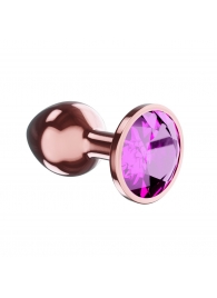 Пробка цвета розового золота с лиловым кристаллом Diamond Quartz Shine L - 8,3 см. - Lola Games - купить с доставкой в Челябинске