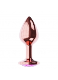 Пробка цвета розового золота с лиловым кристаллом Diamond Quartz Shine L - 8,3 см. - Lola Games - купить с доставкой в Челябинске