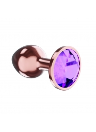 Пробка цвета розового золота с фиолетовым кристаллом Diamond Amethyst Shine L - 8,3 см. - Lola Games - купить с доставкой в Челябинске