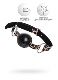Черный кляп-шар на леопардовых ремешках Anonymo - ToyFa - купить с доставкой в Челябинске