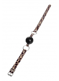 Черный кляп-шар на леопардовых ремешках Anonymo - ToyFa - купить с доставкой в Челябинске