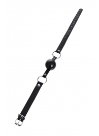 Черный кляп-шар на кожаных ремешках Anonymo - ToyFa - купить с доставкой в Челябинске