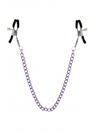 Зажимы для сосков с фиолетовой цепочкой Sweet Caress Nipple Chain - Sweet Caress - купить с доставкой в Челябинске