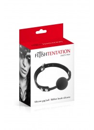 Черный силиконовый кляп-шарик на ремешках - Fetish Tentation - купить с доставкой в Челябинске