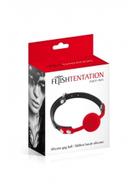 Красный кляп-шарик на черных ремешках - Fetish Tentation - купить с доставкой в Челябинске