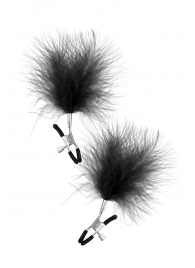 Зажимы на соски с черными пуховыми кисточками Sweet Caress Feather Nipple Clumps - Sweet Caress - купить с доставкой в Челябинске