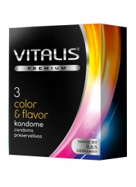 Цветные ароматизированные презервативы VITALIS PREMIUM color   flavor - 3 шт. - Vitalis - купить с доставкой в Челябинске