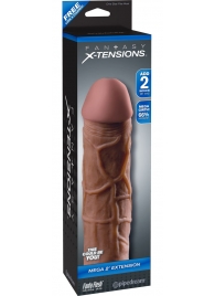 Коричневая насадка Mega 2  Extension - 20,3 см. - Pipedream - в Челябинске купить с доставкой