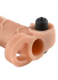 Телесная вибронасадка с кольцом Vibrating Real Feel 2 Extension - 16 см. - Pipedream - в Челябинске купить с доставкой