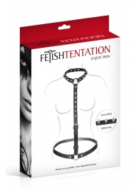 Черная упряжь на тело с шипами на ошейнике - Fetish Tentation - купить с доставкой в Челябинске