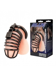 Черная металлическая клетка с замком Deluxe Chastity Cage - BlueLine - купить с доставкой в Челябинске