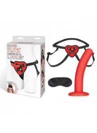 Красный поясной фаллоимитатор Red Heart Strap on Harness   5in Dildo Set - 12,25 см. - Lux Fetish - купить с доставкой в Челябинске