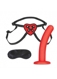 Красный поясной фаллоимитатор Red Heart Strap on Harness   5in Dildo Set - 12,25 см. - Lux Fetish - купить с доставкой в Челябинске