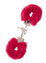 Металлические наручники с красной меховой опушкой METAL HANDCUFF WITH PLUSH RED - Dream Toys - купить с доставкой в Челябинске
