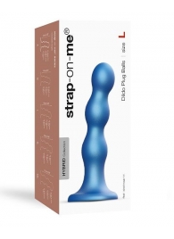 Голубая насадка Strap-On-Me Dildo Plug Balls size L - Strap-on-me - купить с доставкой в Челябинске