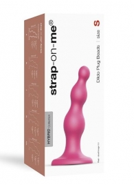 Розовая насадка Strap-On-Me Dildo Plug Beads size S - Strap-on-me - купить с доставкой в Челябинске