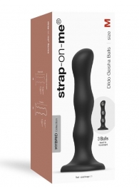 Черная насадка Strap-On-Me Dildo Geisha Balls size M - Strap-on-me - купить с доставкой в Челябинске