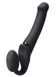 Черный безремневой вибрострапон Silicone Bendable Strap-On - size XL - Strap-on-me - купить с доставкой в Челябинске