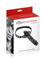 Черный кляп-фаллоимитатор Double Penis Gag - Fetish Tentation - купить с доставкой в Челябинске