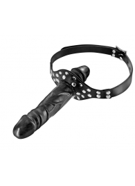 Черный кляп-фаллоимитатор Double Penis Gag - Fetish Tentation - купить с доставкой в Челябинске