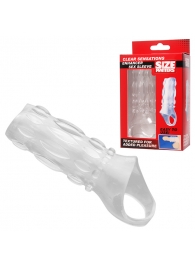Насадка на пенис с кольцом для мошонки Clear Sensations Enhancer Sex Sleeve - 11,5 см. - XR Brands - в Челябинске купить с доставкой