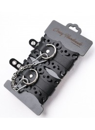 Ажурные наручники из черной кожи - Crazy Handmade - купить с доставкой в Челябинске