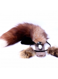 Игровой комплект: серебристая анальная пробка с пушистым хвостом и ободок-ушки - Crazy Handmade - купить с доставкой в Челябинске