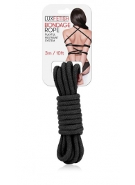 Черная хлопковая веревка для связывания - 3 м. - Lux Fetish - купить с доставкой в Челябинске