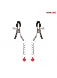 Серебристые зажимы на соски с шариками на цепочках - Notabu - купить с доставкой в Челябинске