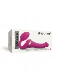 Ярко-розовый безремневой страпон Multi Orgasm Size S с клиторальной стимуляцией - Strap-on-me - купить с доставкой в Челябинске