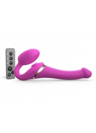 Ярко-розовый безремневой страпон Multi Orgasm Size S с клиторальной стимуляцией - Strap-on-me - купить с доставкой в Челябинске